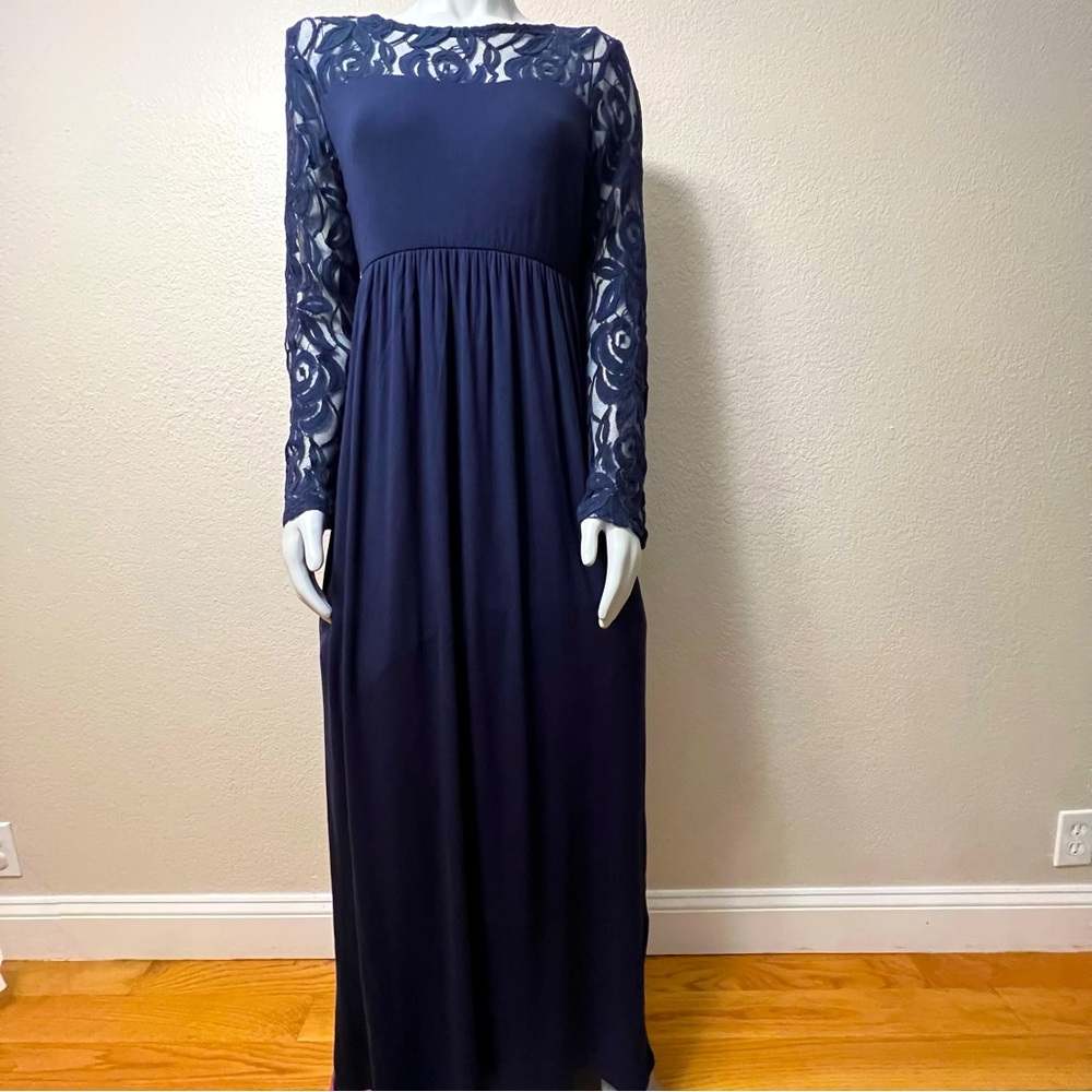 Pink Blush Navy Blue Lace Maxi Dress - Picture 5 of 16